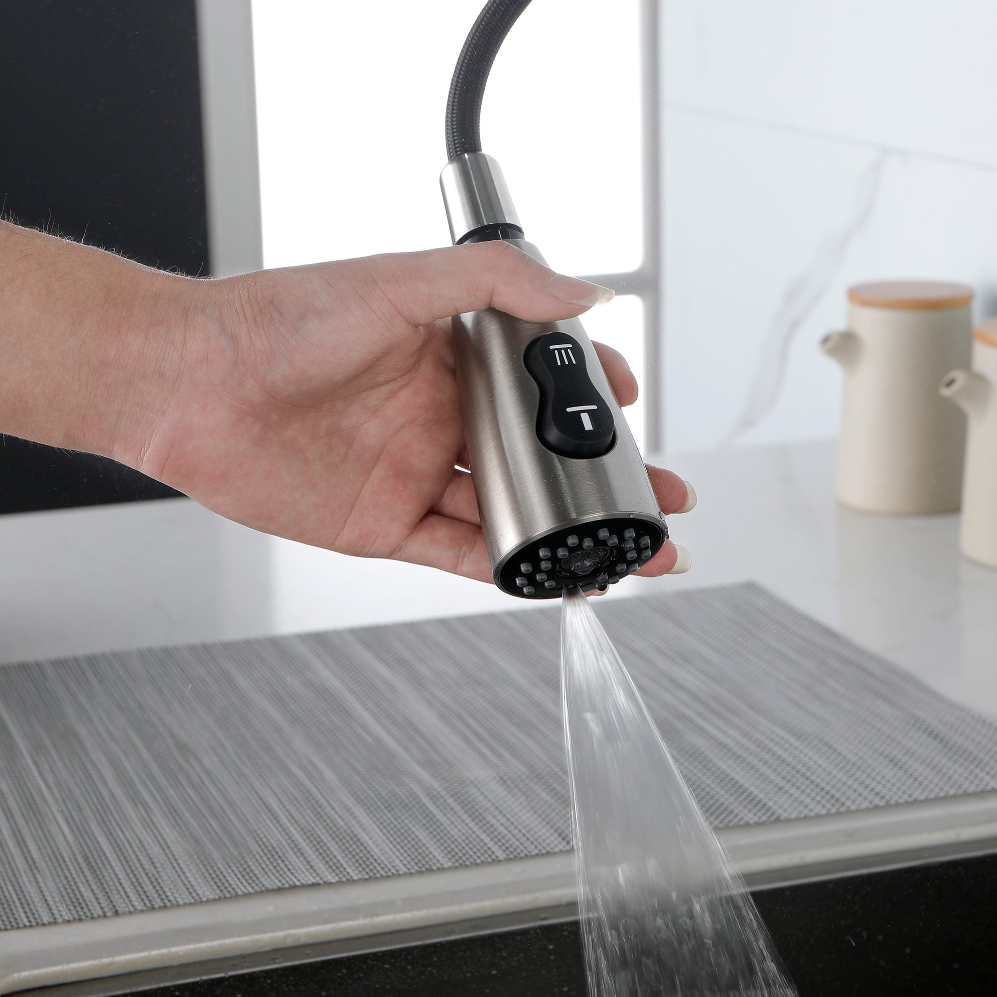 High Curvature Single Handle Kitchen Sink Faucet With Deck, Commercial Modern Stainless Steel Kitchen Faucet